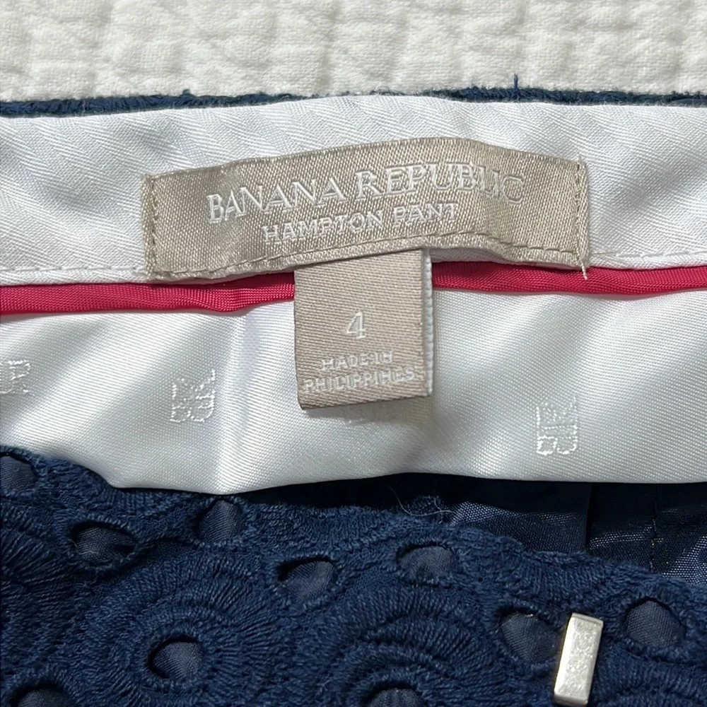 ⭐️Banana Republic preppy Navy eyelet lace Hampton pant dress pants size 4 - Picture 5 of 9